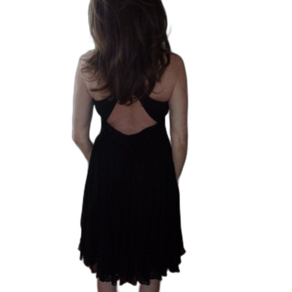 Karen Millen Silk Dress Lined Jeweled Sequins Sz. 2 Black Formal Knee Length - Picture 3 of 10